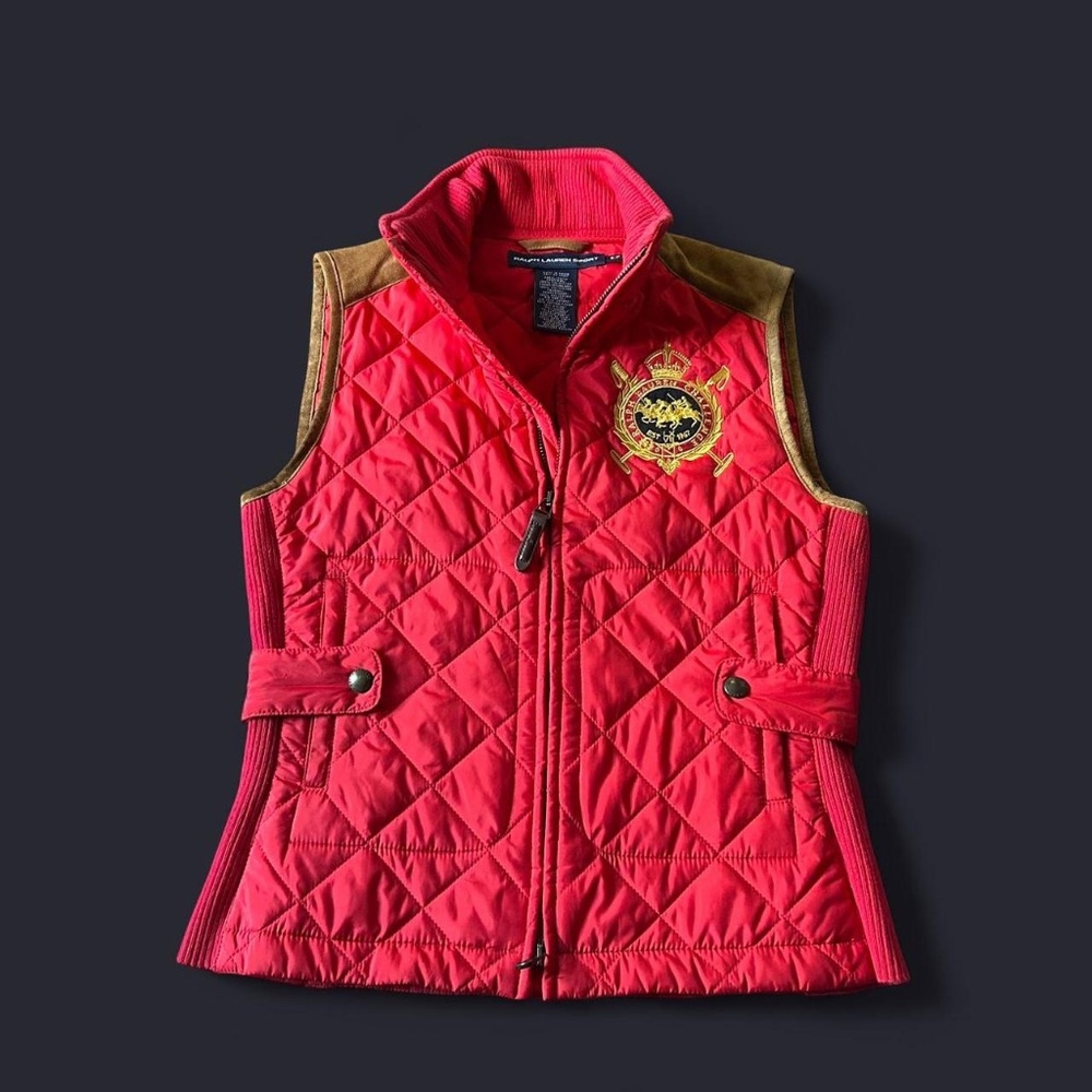 Vintage Y2K 90s Ralph Lauren sport Polo quilted red vest